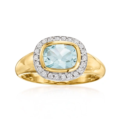 Shop Ross-simons Aquamarine And . Diamond Ring In 18kt Yellow Gold In Blue
