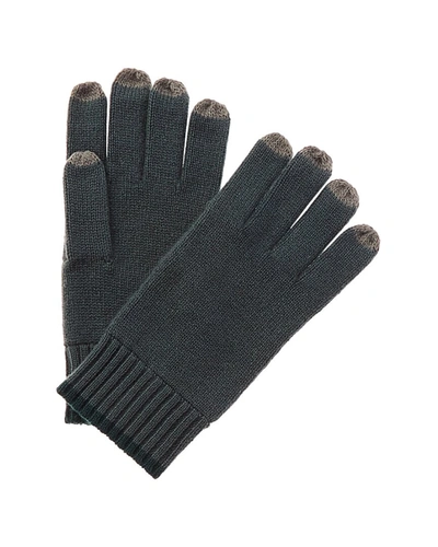 Shop Qi Cashmere Contrast Tipping Tech Gloves In Green