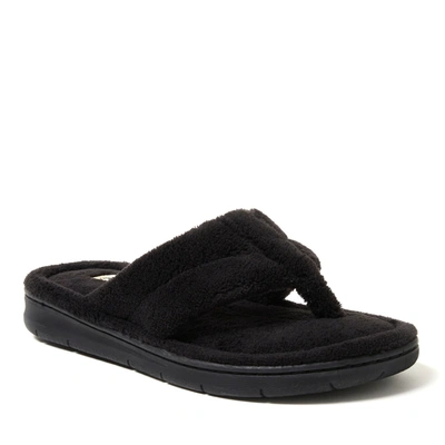 Dearfoams Wrenley Terry Womens Memory Foam Slip-on Slippers In Black