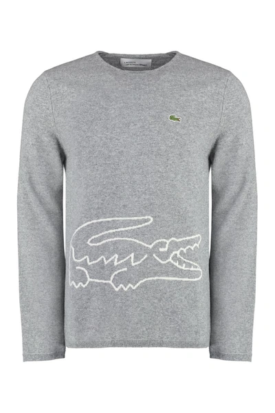 Shop Comme Des Garçons Lacoste X  - Cotton Crew-neck Sweater In Grey
