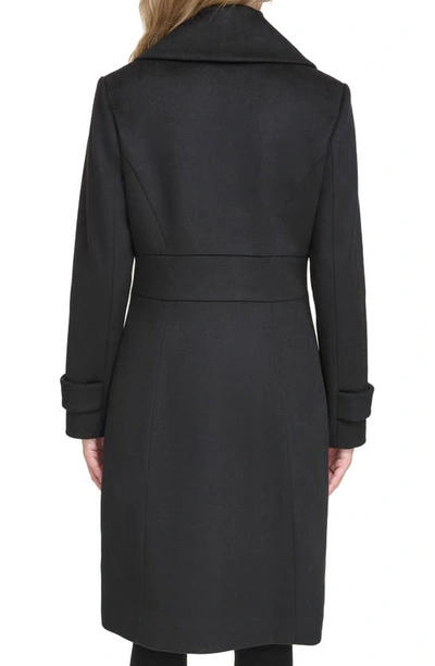 Kenneth Cole New York Notch Lapel Felted Coat In Black