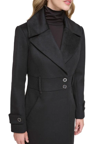 Kenneth Cole New York Notch Lapel Felted Coat In Black