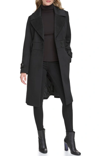 Kenneth Cole New York Notch Lapel Felted Coat In Black