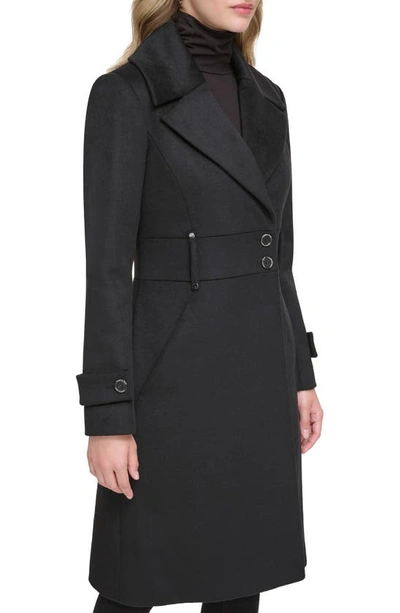 Kenneth Cole New York Notch Lapel Felted Coat In Black