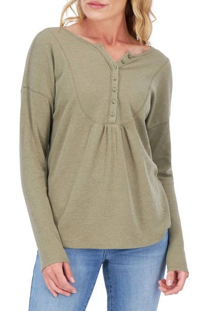 Shop Lucky Brand Long Sleeve Thermal Henley In Vetiver