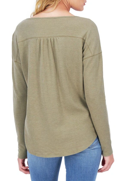 Shop Lucky Brand Long Sleeve Thermal Henley In Vetiver