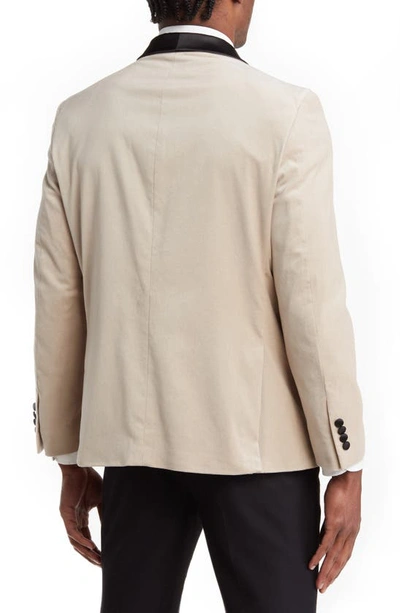 Savile Row Co Satin Lapel Velvet Blazer In Champagne