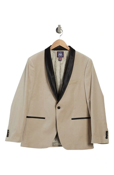 Savile Row Co Satin Lapel Velvet Blazer In Champagne