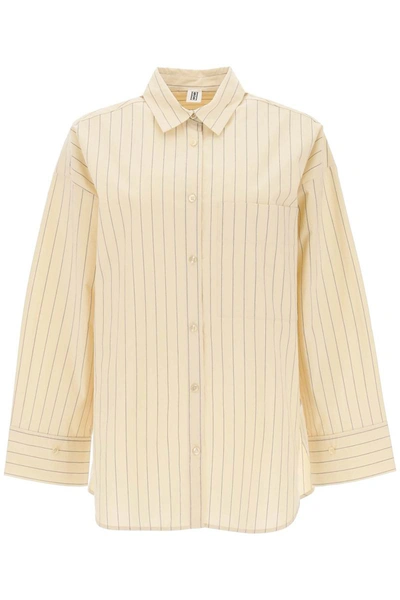 Shop By Malene Birger Derries Striped Oxford Shirt In Beige
