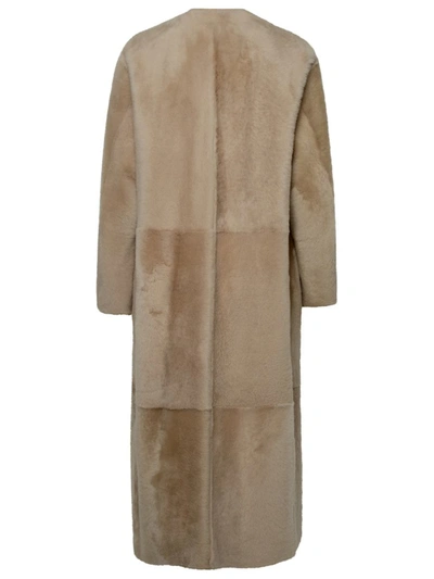 Shop Max Mara 'talamo' Honey Sheepskin Coat In Beige
