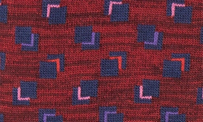 Shop Bugatchi Geometric Mercerized Cotton Blend Dress Socks In Bordeaux