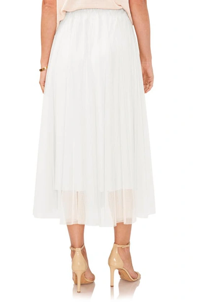 Shop Vince Camuto Pleated Mesh Midi Skirt In New Ivory