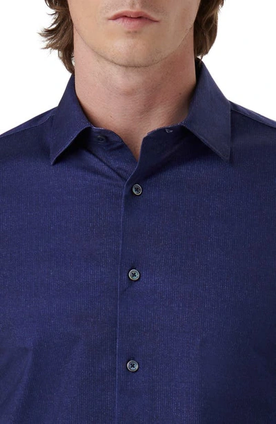 Shop Bugatchi James Ooohcotton® Mélange Button-up Shirt In Navy