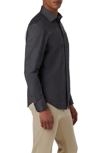 Shop Bugatchi James Ooohcotton® Mélange Button-up Shirt In Black