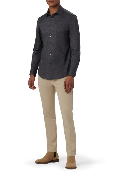 Shop Bugatchi James Ooohcotton® Mélange Button-up Shirt In Black