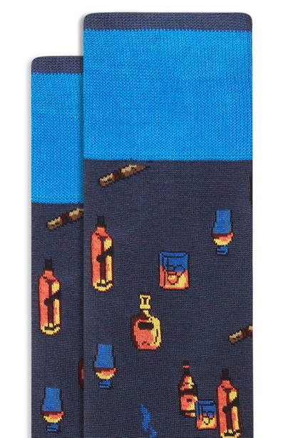 Shop Bugatchi Cigar Bar Dress Socks In Navy