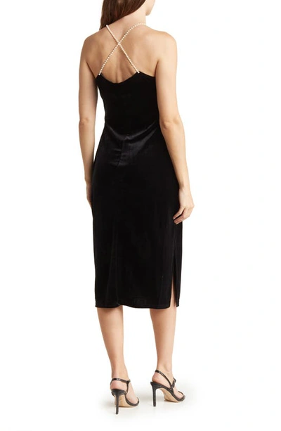 Shop Sam Edelman Beaded Strap Velvet Midi Dress In Black