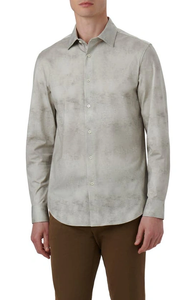 Shop Bugatchi James Ooohcotton® Airbrush Print Button-up Shirt In Willow