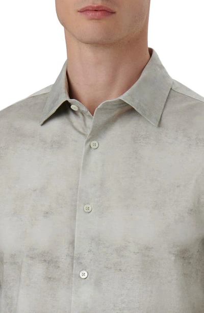 Shop Bugatchi James Ooohcotton® Airbrush Print Button-up Shirt In Willow