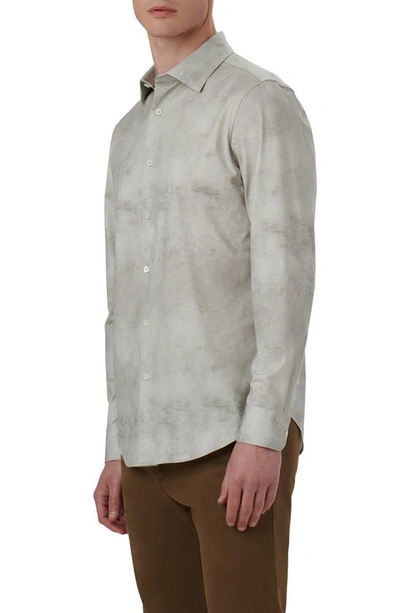Shop Bugatchi James Ooohcotton® Airbrush Print Button-up Shirt In Willow