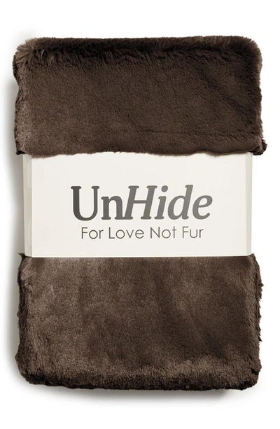 Shop Unhide The Marshmallow 2.0 Medium Faux Fur Throw Blanket In Chocolate Hare