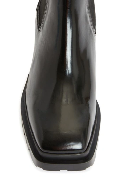 Shop Allsaints Skarlet Block Heel Chelsea Boot In Black Shine