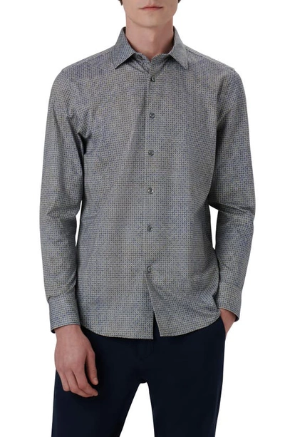 Shop Bugatchi James Ooohcotton® Mosaic Print Button-up Shirt In Zinc