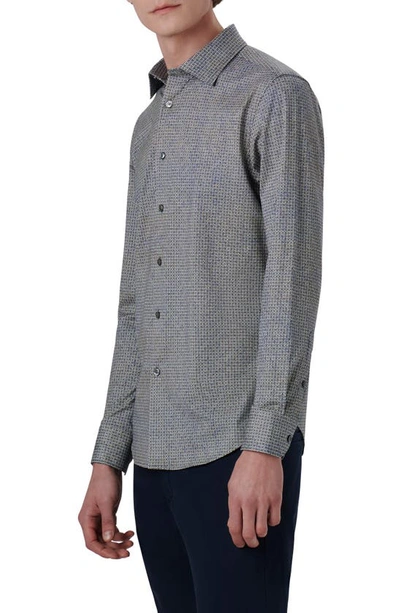Shop Bugatchi James Ooohcotton® Mosaic Print Button-up Shirt In Zinc