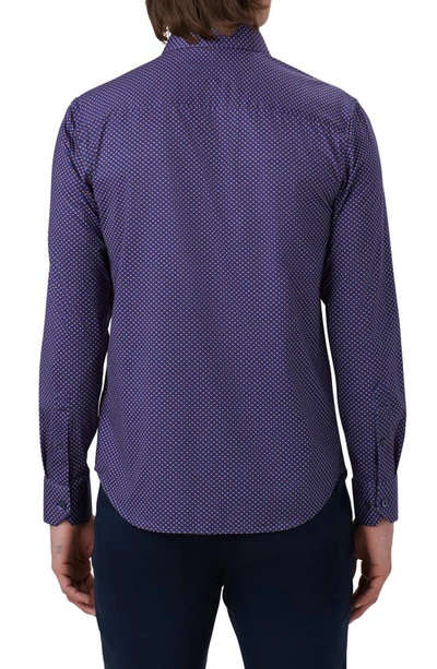 Shop Bugatchi James Ooohcotton® Geo Dot Print Button-up Shirt In Night Blue