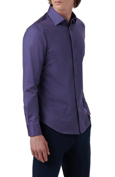 Shop Bugatchi James Ooohcotton® Geo Dot Print Button-up Shirt In Night Blue