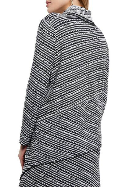 Shop Misook Turtleneck Asymmetric Knit Top In New Ivory/ Black