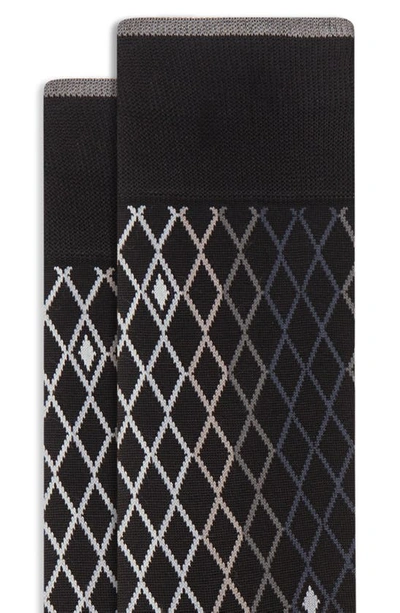 Shop Bugatchi Argyle Mercerized Cotton Blend Dress Socks In Black