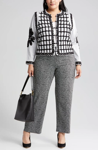 Shop Nic + Zoe Romantic Soutache Knit Jacket In Grey Multi