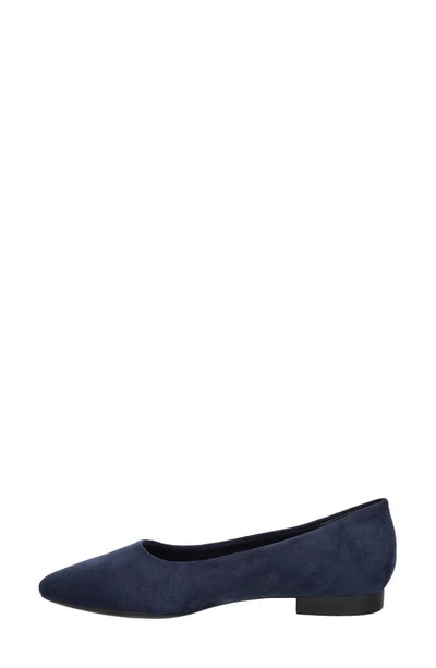 Bella Vita Womens Solid Manmade Flat Shoes In Navy Suede