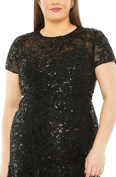 Shop Fabulouss By Mac Duggal Embellished Short Sleeve Gown In Black