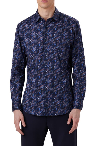 Shop Bugatchi James Ooohcotton® Abstract Print Button-up Shirt In Orchid