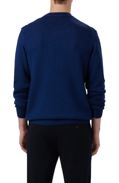Shop Bugatchi Cable Stitch Merino Wool Sweater In Night Blue