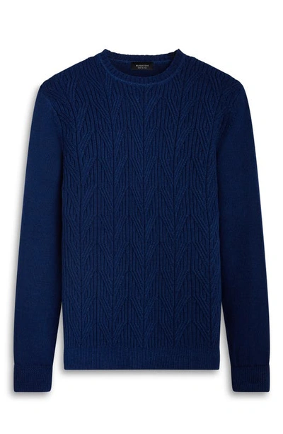 Shop Bugatchi Cable Stitch Merino Wool Sweater In Night Blue