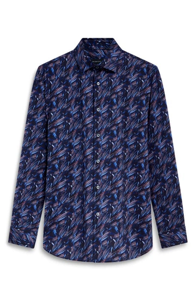Shop Bugatchi James Ooohcotton® Abstract Print Button-up Shirt In Orchid