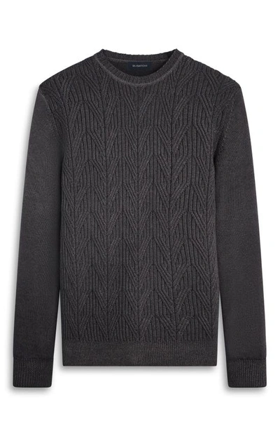 Shop Bugatchi Cable Stitch Merino Wool Sweater In Anthracite