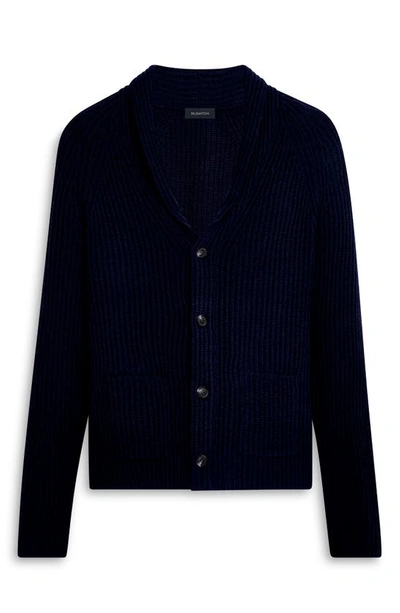 Shop Bugatchi Rib Wool Blend Cardigan Sweater In Navy