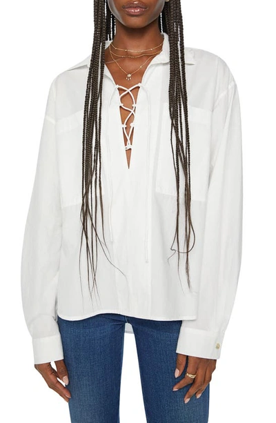 Shop Mother The Roomie Lace-up Shirt In Fresh Face