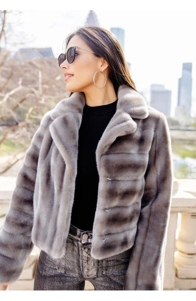 Shop Donna Salyers Fabulous-furs Donna Salyers Fabulous Furs Maven Faux Fur Jacket In Grey