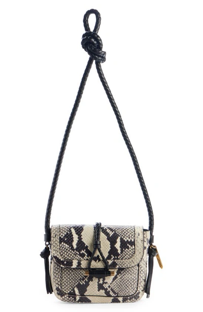 Shop Isabel Marant Vigo Flap Python Embossed Leather Shoulder Bag In Sand