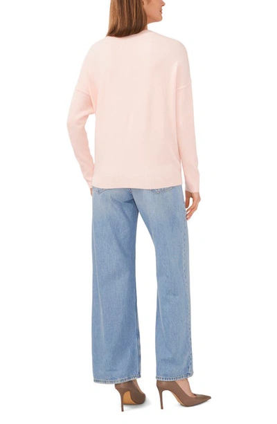 Vince Camuto Center Seam Crewneck Sweater In Blushing Bride