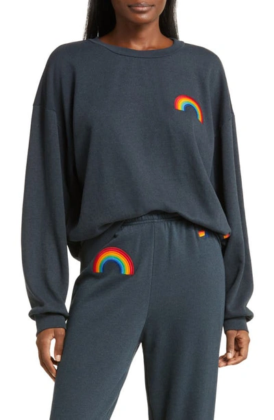 Shop Aviator Nation Rainbow Sweatshirt In Dark Charcoal