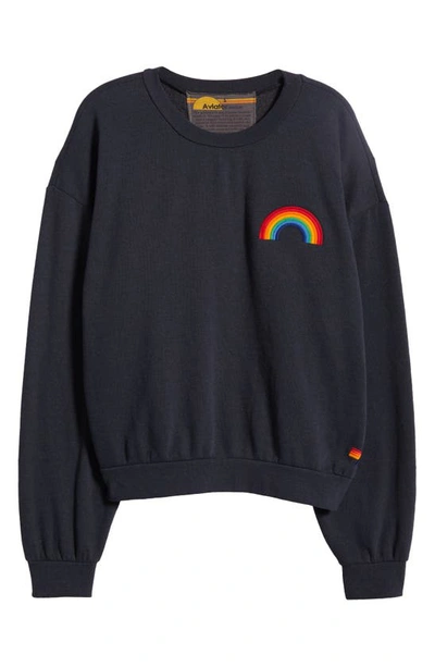 Shop Aviator Nation Rainbow Sweatshirt In Dark Charcoal