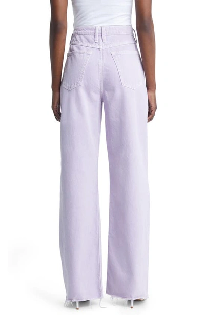 Shop Frame Le High 'n' Tight Raw Hem Wide Leg Jeans In Washed Lilac