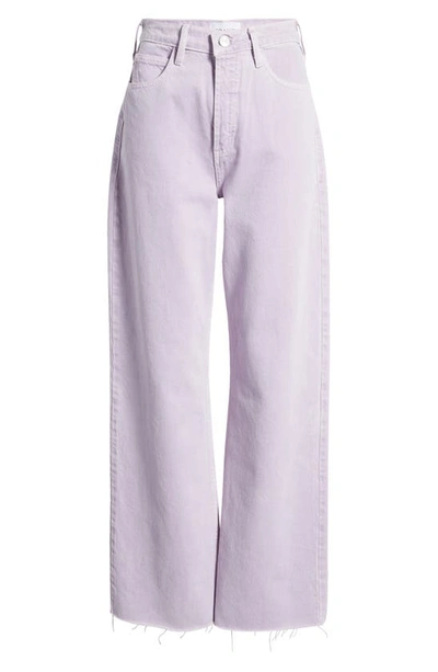 Shop Frame Le High 'n' Tight Raw Hem Wide Leg Jeans In Washed Lilac