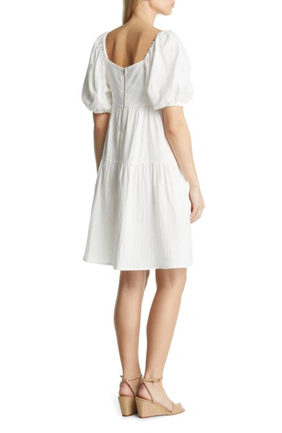 Caslon Puff Sleeve Cotton Dress In White